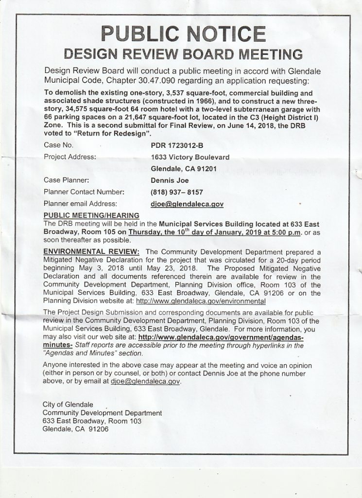 Public Notice Design Review Board Meeting | NoVictoryHotel.org